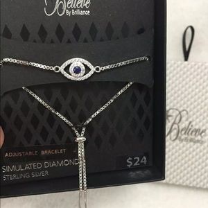 Bracelet, Sterling Silver/simulated diamond